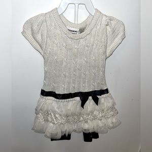 toddler sparkle cream sweater dress & leggings